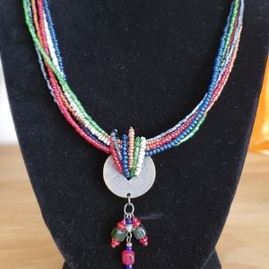 Chicos Seed Bead and Metal Necklace